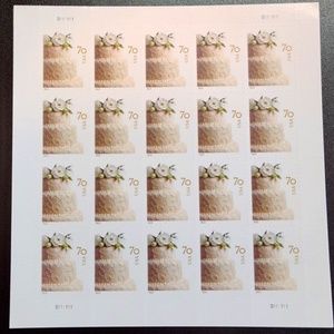 USPS #4735 Self Adhesive Wedding Cake US 70 Cent  1 Sheet of 20 MNH